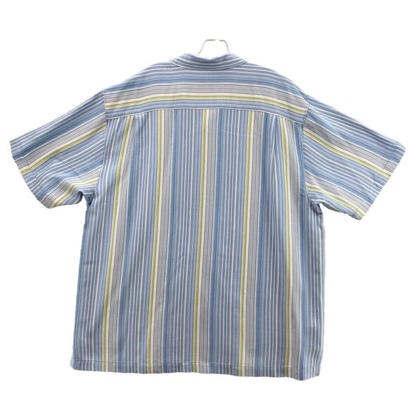 Tommy Bahama XL Blue Stripped 100% Silk Hawaiian Short Sleeve Button Down Men's - Picture 7 of 10